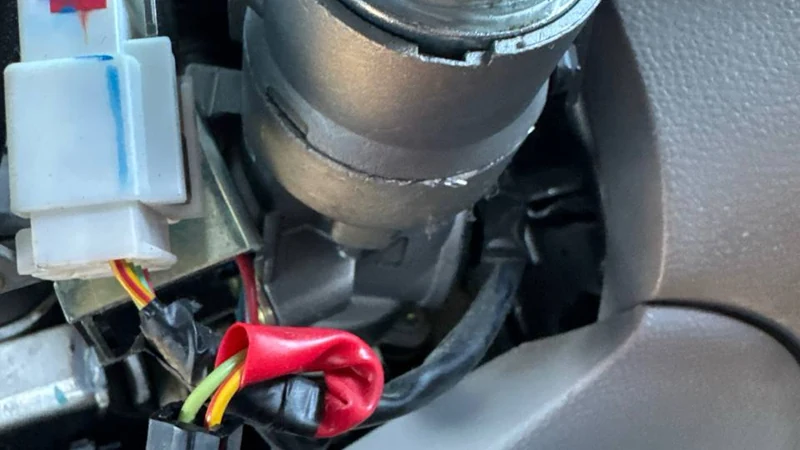 An ignition lock cylinder during a repair
